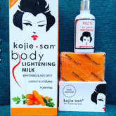 Kojie San Body Lightening Milk With Carrots and Vitamins 400ml + Serum + Soap. - Afro Body Glow